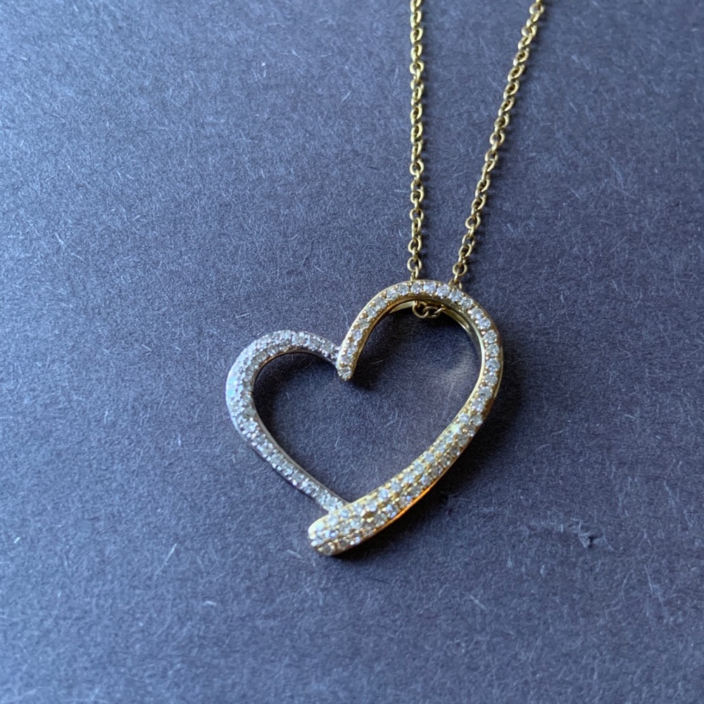 14k Gold and Diamond Heart Necklace